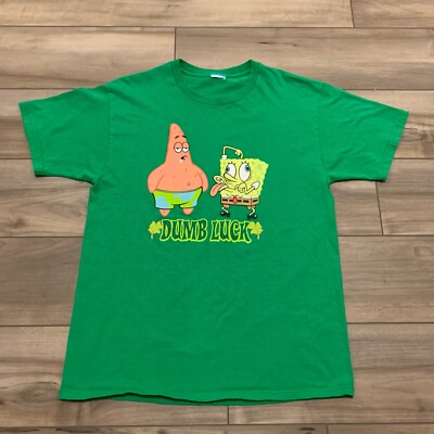 RARE VTG NICKELODEON SpongeBob SquarePants Patrick Dumb Luck T Shirt 2000s Sz M?