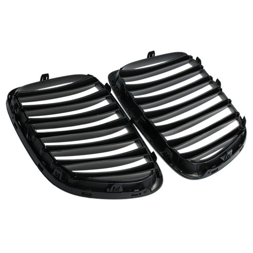 Pair Matte Black ABS Car Front Kidney Grille For BMW X1 E84 18i 20i 2010-2015 - Picture 5 of 6