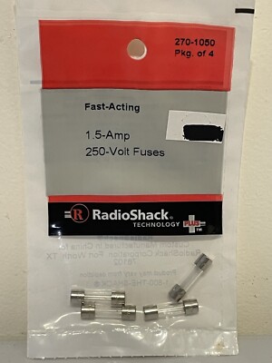 Radio Shack 1.5 Amp 250 Volt Fast Acting Fuses - 4 Pack Part# 270-1050