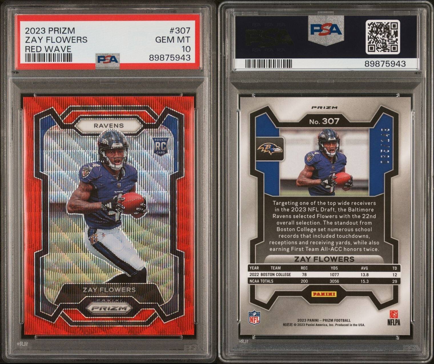 2023 Panini Prizm Zay Flowers Red Wave #307 65/149 PSA 10