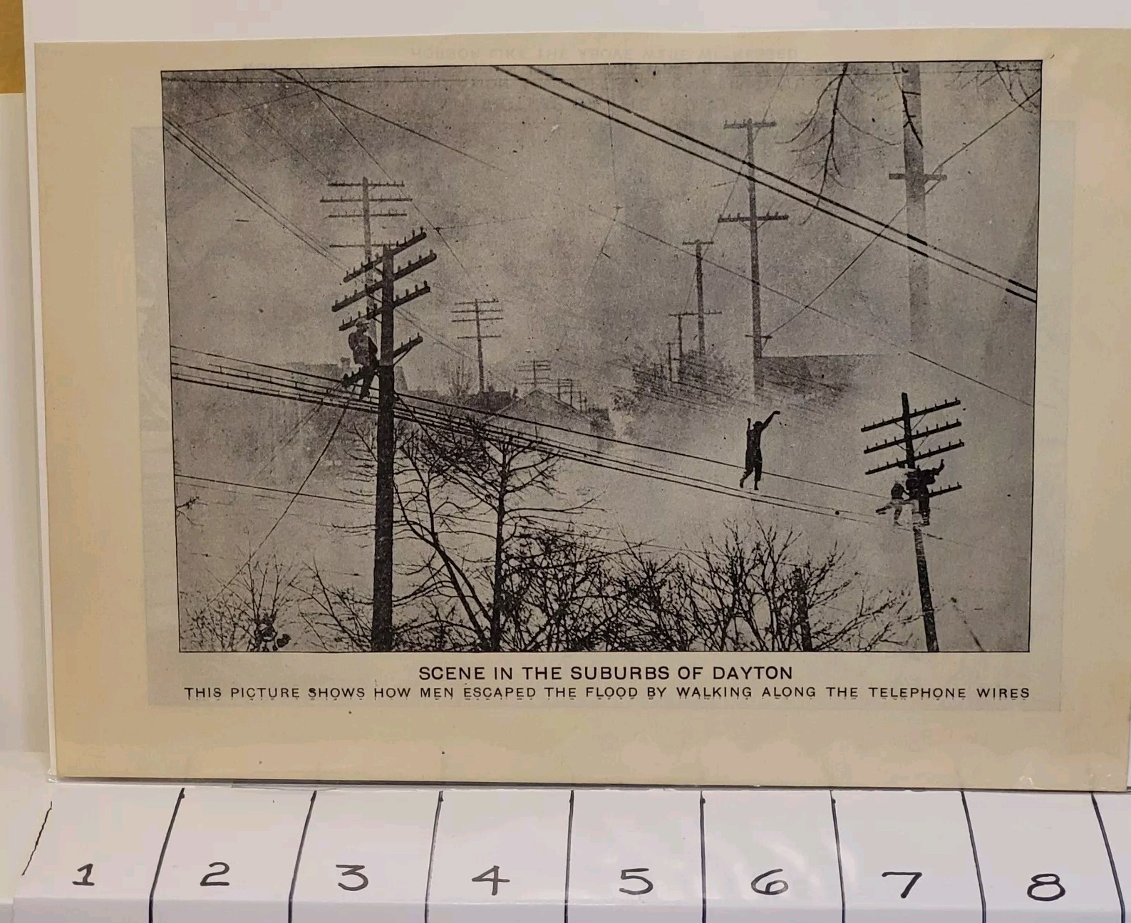 Disasters United States-Dayton, OH Flood-Men Walking TWire 1918 BOOK PHOTO 6