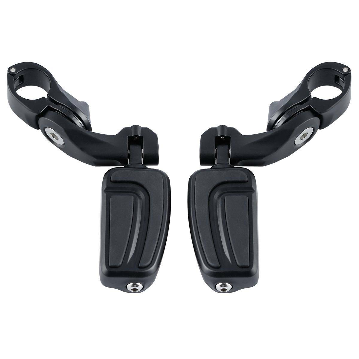 Matte Black Footpegs Footrest Pedal Peg 1.25'' Short Angled Mounting Bracket Kit