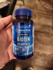 Puritan's Pride Ultra Mega Biotin 10,000mcg Softgels 50 Count Exp 01/2027