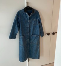 Vintage Lee Denim Trench Coat With Corduroy Collar