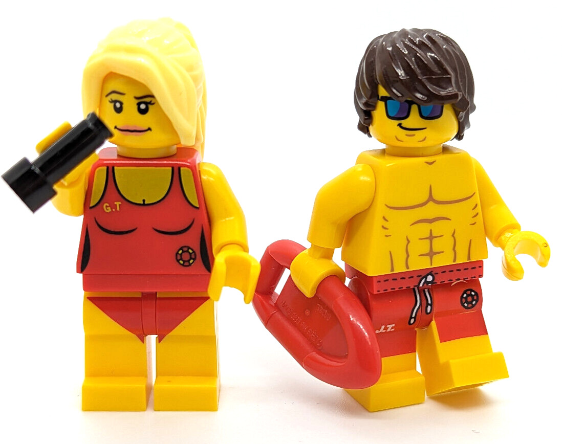 (Lot of 2) Lego CMF Lifeguards Minifigures (col024 col185) Baywatch Beach Swim
