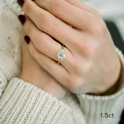 4 Carat Lab Grown Engagement Ring 18k Yellow Gold Emerald Cut Diamond IGI