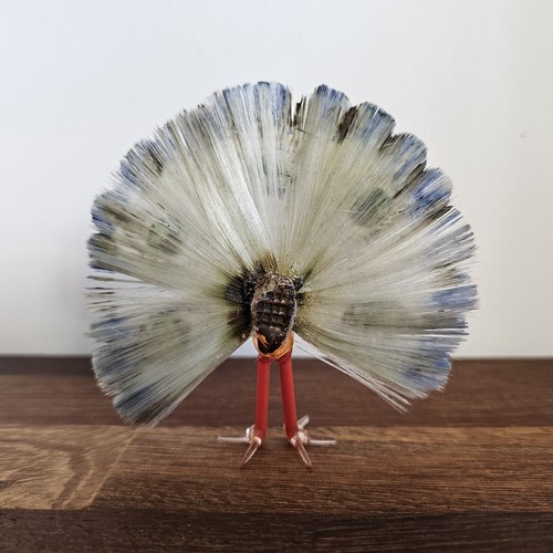 Miniature Glass Peacock. With Spun Glass Feathers. Hand Painted Pattern. - Picture 4 of 7