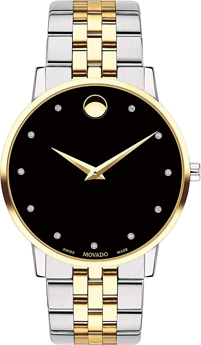 Movado 0607202 Museum Diamond Black Dial Two-Tone Classic Watch
