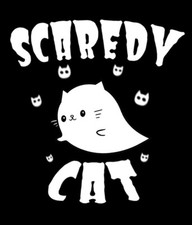 4 Scaredy Cat Sticker Halloween Ghost Black Meow Kitties Pet