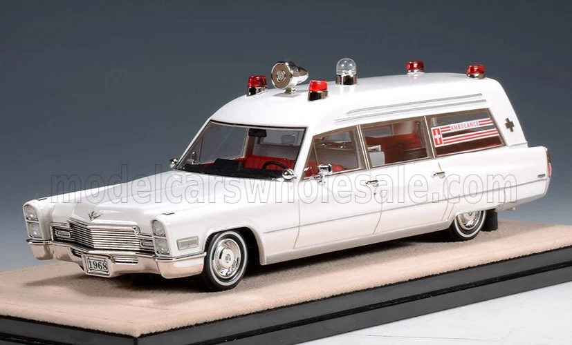 maravilloso coche modelo resina 1/43 Cadillac Miller-Meteor-Ambulancia 1968 - blanco Foto 3 de 4