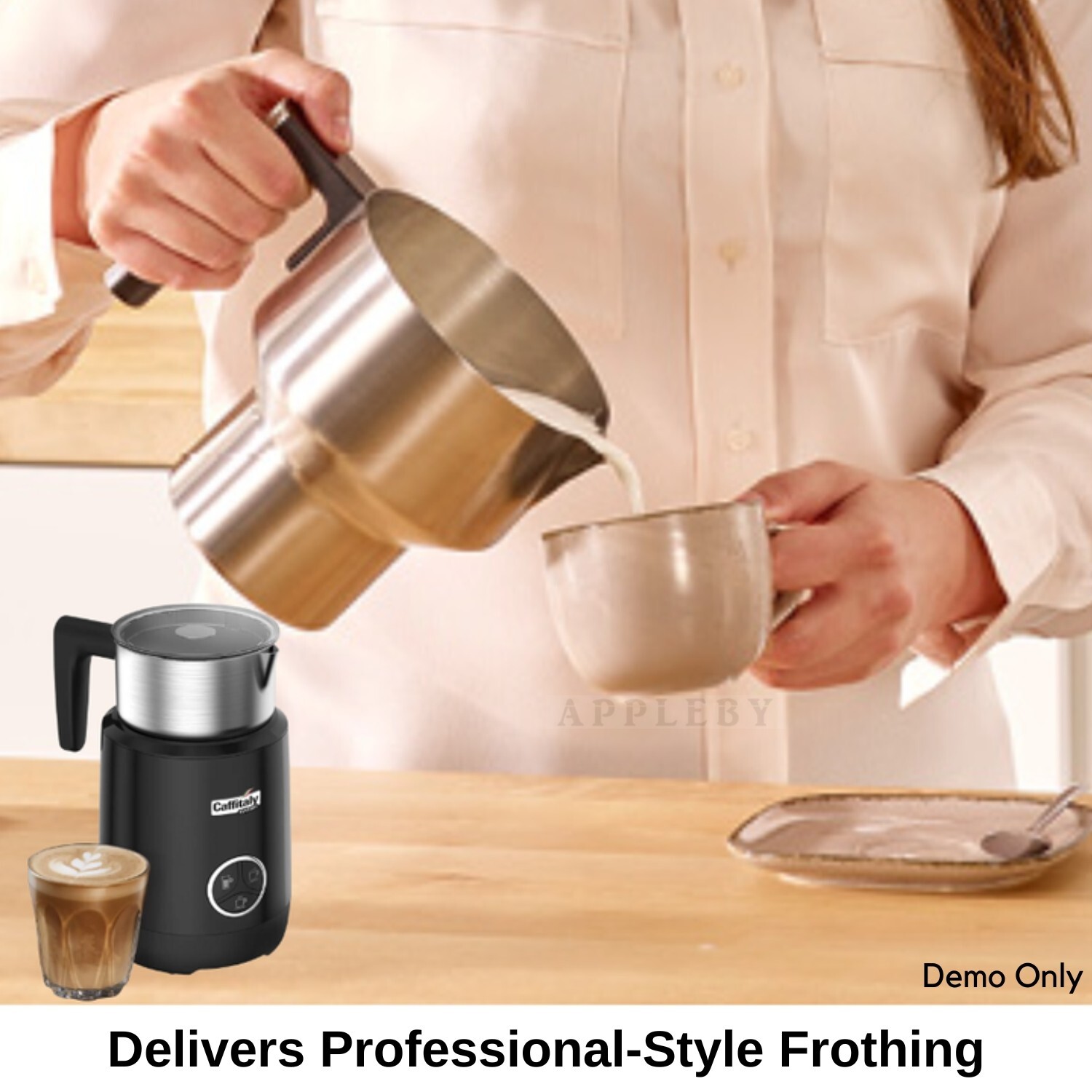 Grinders Caffitaly Induction Milk Frother Black Electric Frothing Jug