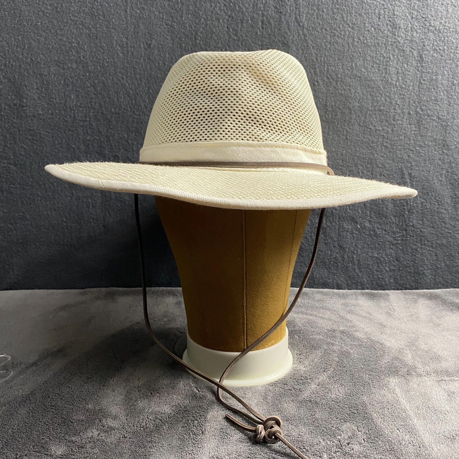 Mesh Aussie Grande Brim Fedora Hat Off White Large Vented Sun Hat Unisex Outdoor