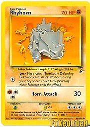 Pokemon BASE SET 2 Card  90/130 Rhyhorn