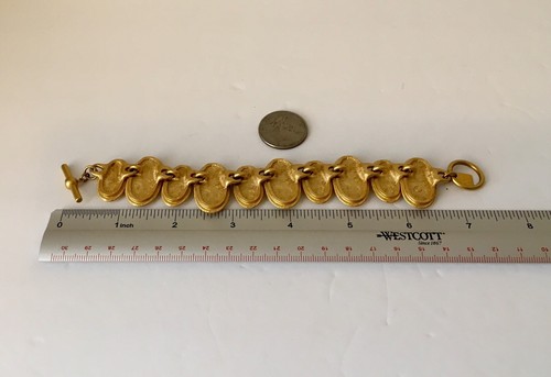 Set bracciale e orecchini grossi smaltati neri tono oro brillante Ann Klein vintage anni 80 - Foto 19 di 24