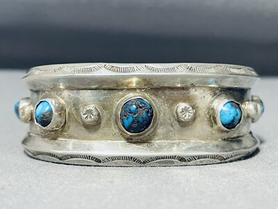 Bisbee Dream Turquoise Vintage Native American Navajo Sterling Silver Bracelet Bisbee Dream Turquoise Vintage Native American Navajo Sterling Silver Bracelet