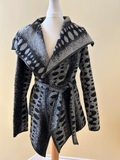 Ladies Short Belted Black & Grey Jacket Size Small