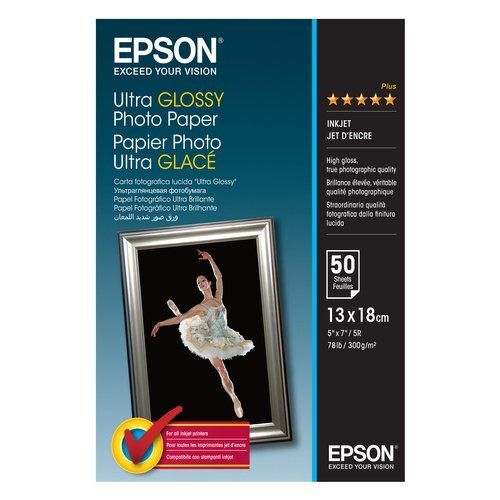 Carta fotografica 13x18 cm Epson C13S041944 Ultra Glossy Photo Paper 50 pz - Picture 1 of 1