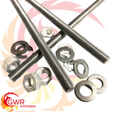 4mm 5mm 6mm 8mm 10mm 12mm ALUMINIUM Threaded Bar - With or Without Nuts/Washers