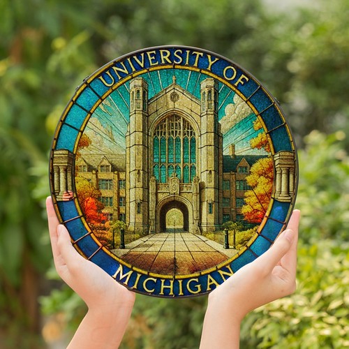 University of Michigan Stained Glass Suncatcher- Perfect Hawkeyes Alumni Gift - Picture 4 of 5