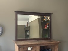 Antique Vintage Victorian bevelled glass wooden mantle mirror