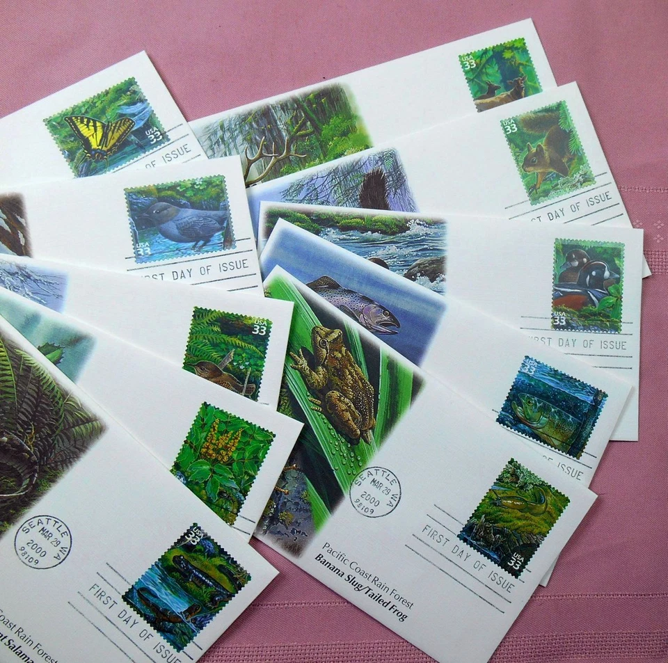 2000 Nature of America Sc 3378a-j Pacific Rain Forest FDCs 10 Fleetwood cachets - Image 4 of 4