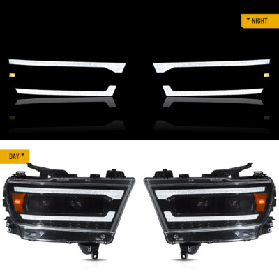 Pair Full LED Headlights Sequential Indicator For 2019-2023 Dodge Ram 1500 L+R