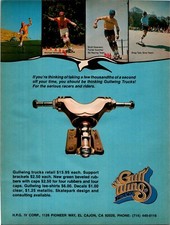 1970s ? GULLWING Trucks print ad ? 1977 Gull Wing skateboard  ADS.16