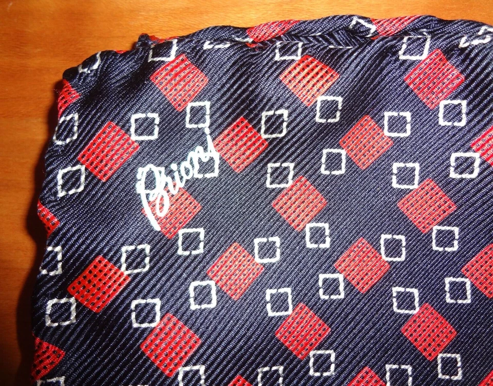 Винтажный Brioni 100% шелк темно-красный геометрический печать карман квадратный носовой платок - Изображение 2 из 4