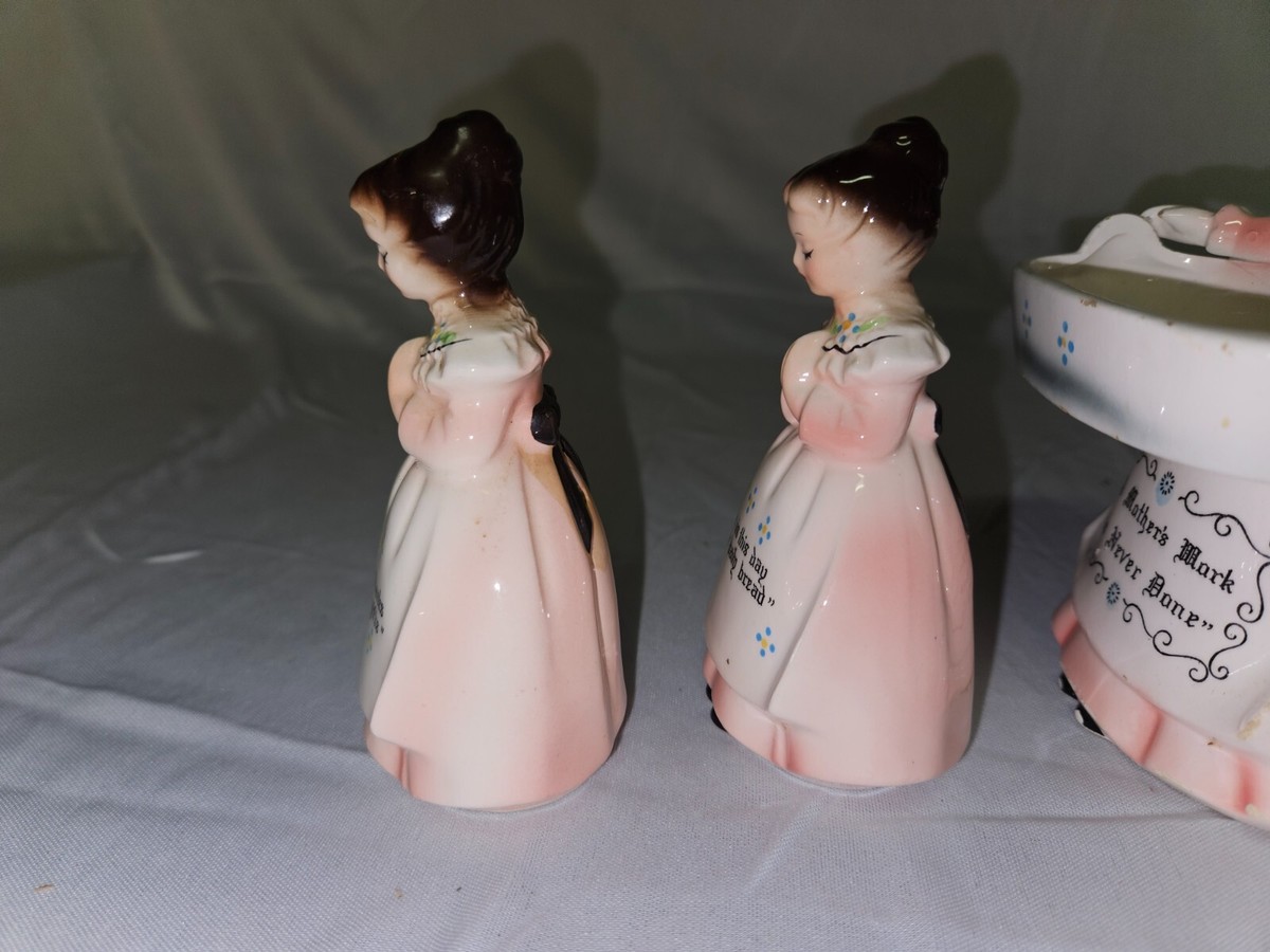 Vintage Enesco Pink Kitchen Prayer Lady Set (6 figurines total) | eBay