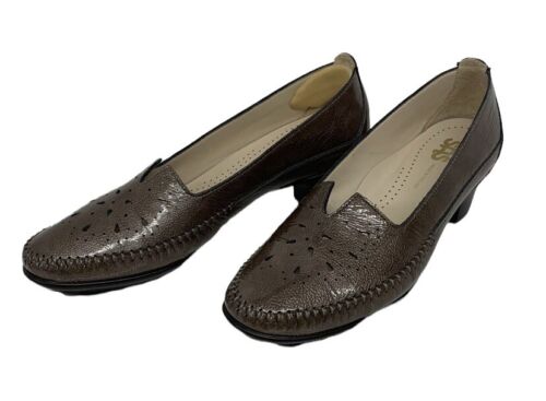 SAS Sonyo Taupe Brown Patent Leather Slip On Pumps Shoes Women’s Size US 7.5 N - Picture 4 of 13