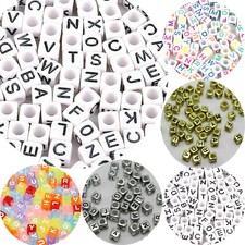 250 Assorted Alphabet Letter Acrylic Cube Pony Beads 6X6mm Jewelry Kids Craft