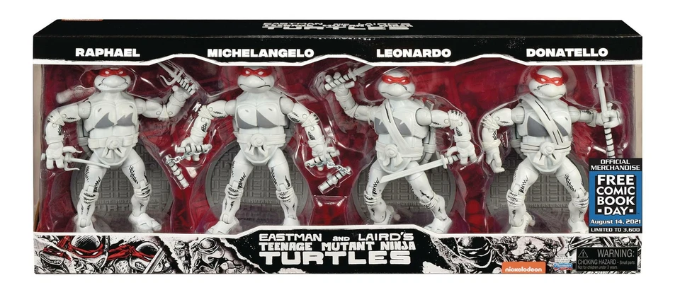 PLAYMATES TOYS FCBD 2021 TMNT NINJA ELITE SERIE PX SCHWARZ & WEISS ACTIONFIGUR 4ER-PACK SET