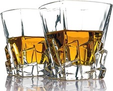 Whiskey Glasses Set Of 2 Iceberg Whisky Tumblers Square Bar Gift Xmas Gift Box