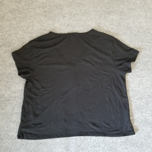 Old Navy Women Shirt L Black Jack VNeck 1/4 Buttons Stretch 52% Linen Semi Sheer - Picture 3 of 12