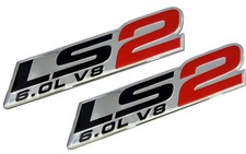 2x Ls2 Emblem 6.0l V8 Engine Emblems Badge For Gm Chevy Chevrolet Pair Red