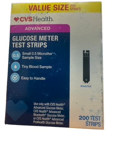 **200 CVS Health Advanced Blood Glucose Diabetic Test Strips Exp 7/25 Free Ship!