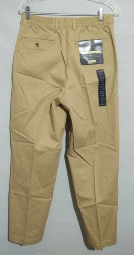 ROUNDTREE & YORKE NWT Khaki 2 pleat cotton tan pants men's NEW w/ tags W32 L30 - Picture 3 of 11