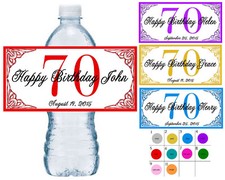 20  70TH BIRTHDAY PARTY FAVORS WATER BOTTLE LABELS  PERSONALIZED