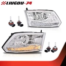 LED DRL Projector Headlights Fit For 13-18 Dodge Ram 1500 2500 3500 Chrome Clear
