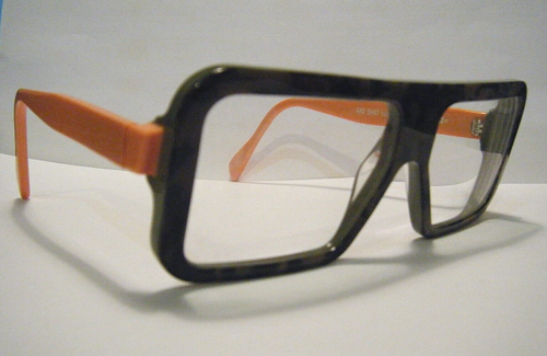 Rare Older Michel Henau Ako Green Camo Print Orange Eye Glasses Belgium France - Picture 6 of 10