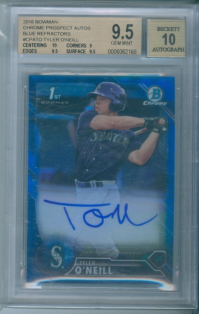 2016 16 Bowman Chrome Tyler O'Neill Rookie RC Auto Blue /150 BGS 9.5 GEM #CPA-TO