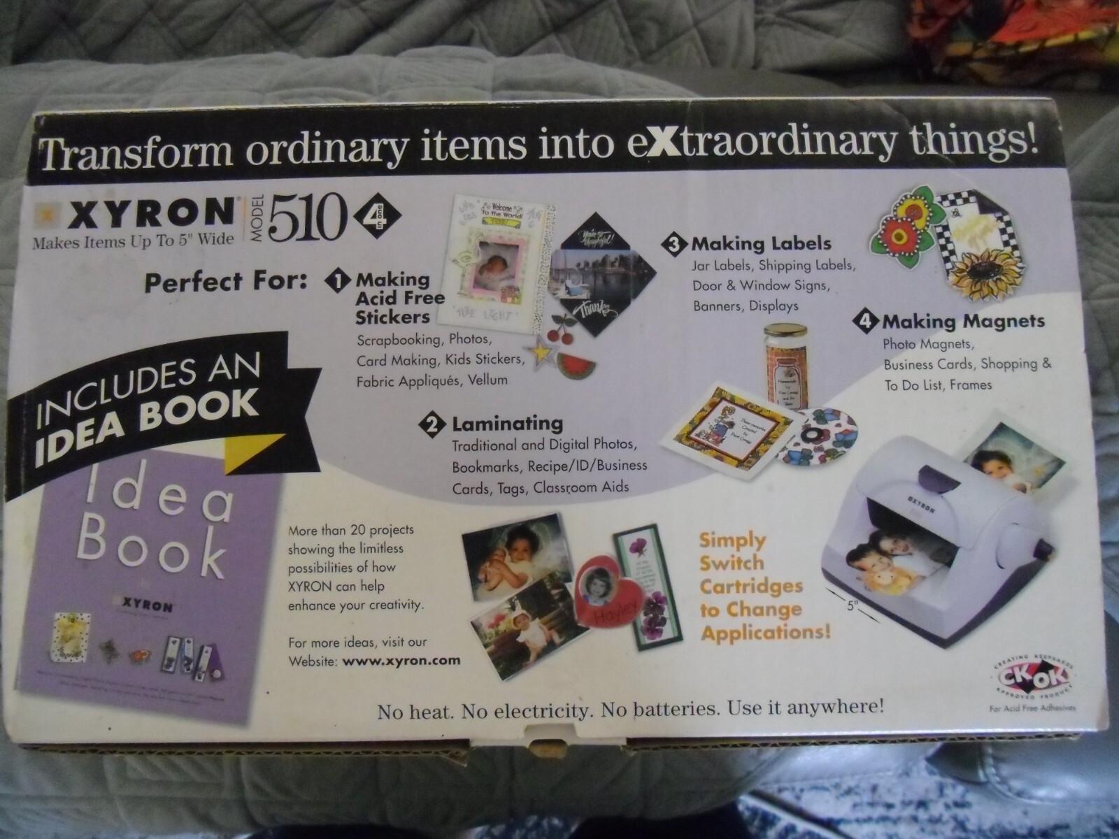 Xyron Creative Station Model 510 Sticker Maker-Laminator Idea-Book User's Guide-image