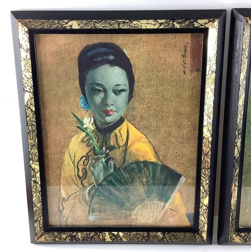Vtg Turner Framed Cecil Calvert Beall Geisha Wall Art Golden Dawn & Flower Song - Picture 2 of 10