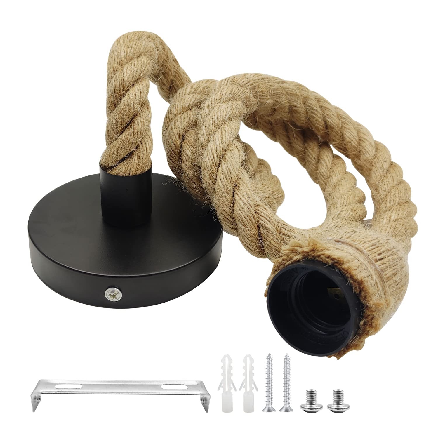 Suspension luminaire corde vintage E27 100cm lustre chanvre rustique éclairage intérieur 220V