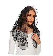 Lace Mantilla Catholic Chapel Veil Head Covering for Latin Mass Black