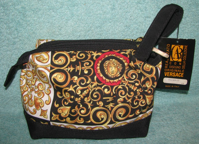 Versace Vanity Cosmetic Bag / Pouch Black & Gold Medusa