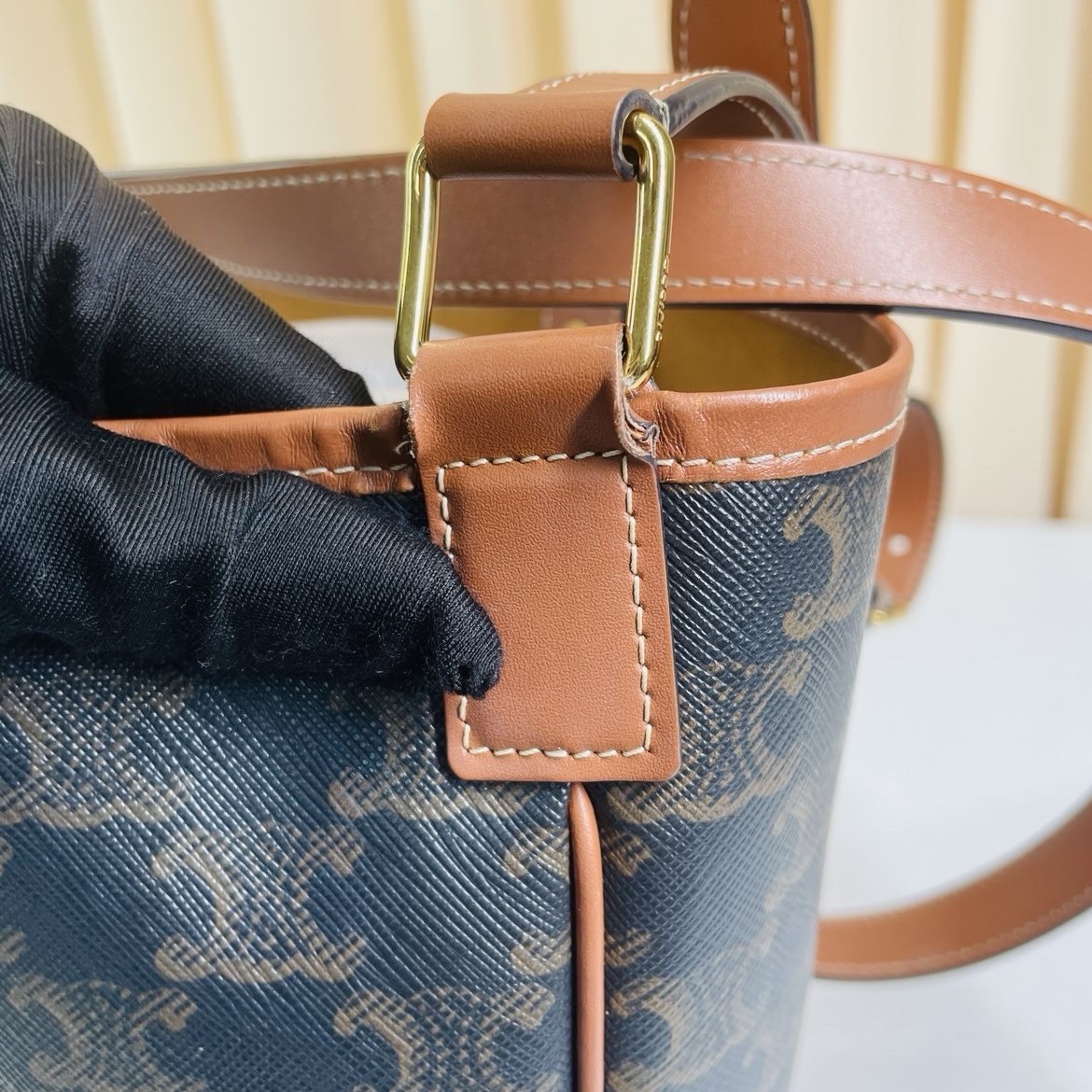 Authentic Celine Triomphe Monogram Bucket Bag – B… - image 10