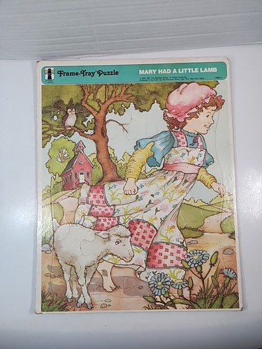 Vintage Mary Had A Little Lamb Frame-Tray Jigsaw Puzzle - Rainbow Works 1987 Vtg