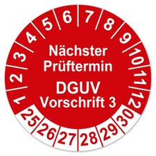 Pr&uuml;fplaketten N&auml;chster Pr&uuml;ftermin DGUV Vorschrift 3 Aufkleber Folie LTA019 Rot