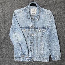 Pull&Bear Denim Jacket S 8-10 UK Blue Acid Wash Trucker Casual Fair Condition